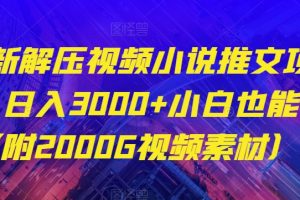 【2023.12.02】最新解压视频小说推文项目，日入3000+小白也能做（附2000G视频素材）百度网盘免费下载-芽米宝库