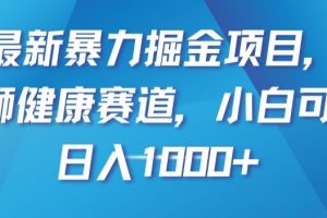 【2023.12.02】最新暴力掘金项目，雄狮健康赛道，小白可做，日入1000+百度网盘免费下载-芽米宝库