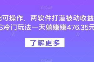 【2023.11.28】0基础可操作，两软件打造被动收益，CPS冷门玩法一天躺赚赚476.35元百度网盘免费下载-芽米宝库