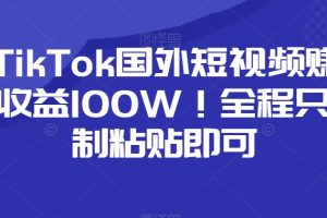 【2023.11.21】搬运TikTok国外短视频赚钱，一年收益100W！全程只需复制粘贴即可百度网盘免费下载-芽米宝库