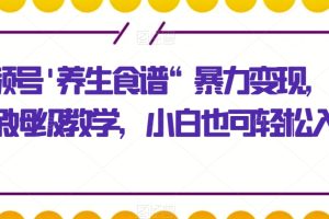 【2023.11.16】视频号’养生食谱“暴力变现，全程保姆级教学，小白也可轻松入手百度网盘免费下载-芽米宝库