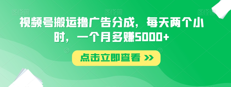 图片[1]-【2023.11.11】视频号搬运撸广告分成，每天两个小时，一个月多赚5000+百度网盘免费下载-芽米宝库
