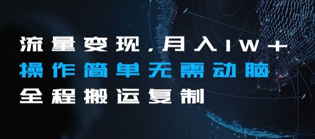 图片[1]-【2023.11.09】流量变现，月入1W+操作简单无需动脑全程搬运复制百度网盘免费下载-芽米宝库