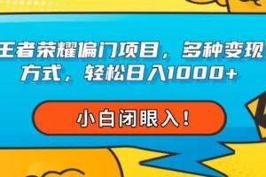 【2023.11.07】王者荣耀偏门项目，多种变现方式，轻松日入1000+，小白闭眼入！百度网盘免费下载-芽米宝库