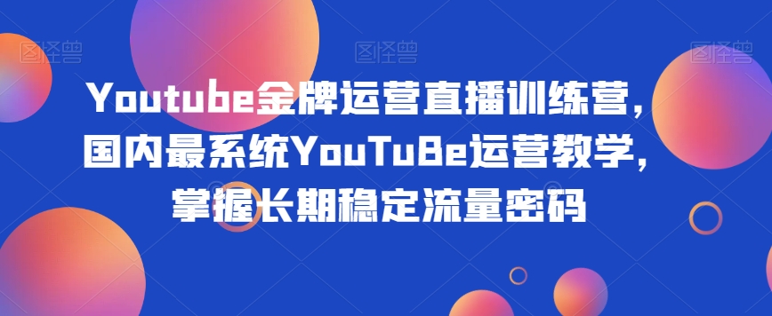 图片[1]-【2023.11.03】Youtube金牌运营直播训练营，国内最系统YouTuBe运营教学，掌握长期稳定流量密码百度网盘免费下载-芽米宝库