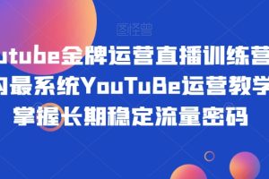 【2023.11.03】Youtube金牌运营直播训练营，国内最系统YouTuBe运营教学，掌握长期稳定流量密码百度网盘免费下载-芽米宝库