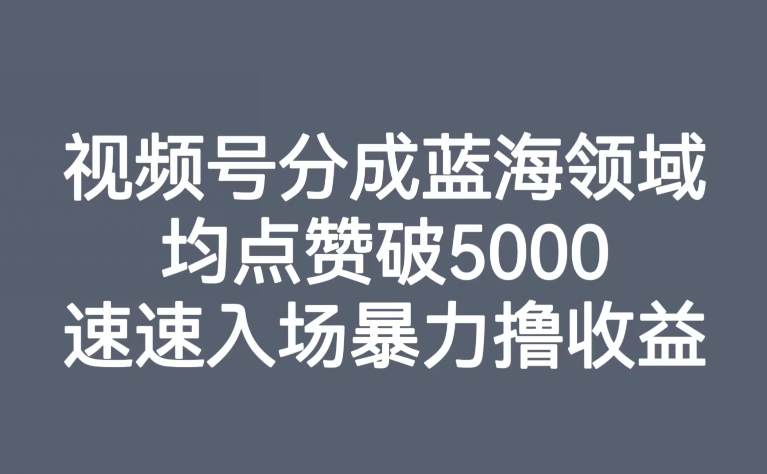 图片[1]-【2023.11.02】视频号分成蓝海领域，均点赞破5000，速速入场暴力撸收益百度网盘免费下载-芽米宝库