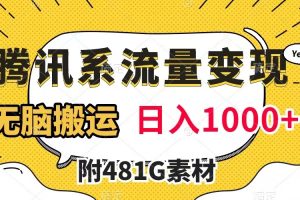 【2023.11.01】腾讯系流量变现，有播放量就有收益，无脑搬运，日入1000+（附481G素材）百度网盘免费下载-芽米宝库