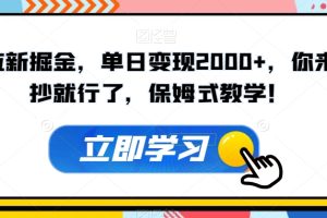 【2023.11.01】超级拉新掘金，单日变现2000+，你来直接抄就行了，保姆式教学！百度网盘免费下载-芽米宝库