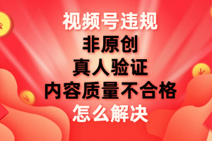 【2023.10.31】视频号【非原创，内容质量不合格，真人验证】违规怎么解决百度网盘免费下载-芽米宝库