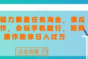 【2023.10.31】快手磁力聚星任务淘金，傻瓜式操作，会玩手机就行，矩阵操作助你日入过万百度网盘免费下载-芽米宝库