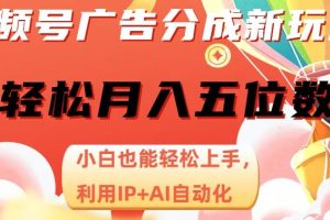 【2023.10.30】视频号广告分成新玩法，小白也能轻松上手，利用IP+AI自动化，轻松月入五位数百度网盘免费下载-芽米宝库