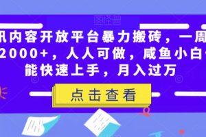 【2023.10.28】腾讯内容开放平台暴力搬砖，一周收益2000+，人人可做，咸鱼小白也能快速上手，月入过万百度网盘免费下载-芽米宝库