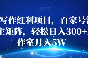 【2023.10.25】AI写作红利项目，百家号流量主矩阵，轻松日入300+工作室月入5W百度网盘免费下载-芽米宝库