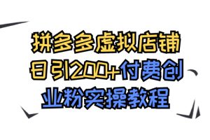 【2023.10.19】拼多多虚拟店铺日引200+付费创业粉实操教程百度网盘免费下载-芽米宝库