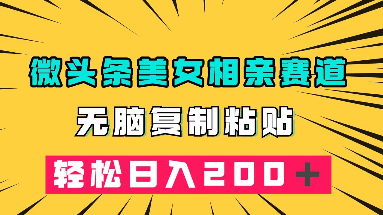 图片[1]-【2023.10.18】微头条冷门美女相亲赛道，无脑复制粘贴，轻松日入200百度网盘免费下载-芽米宝库