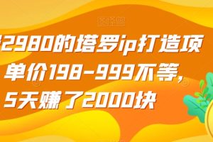 【2023.10.15】收费2980的塔罗ip打造项目，单价198-999不等，5天赚了2000块百度网盘免费下载-芽米宝库