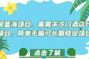 【2023.10.14】正规蓝海项目，高需求冷门酒店代订项目，简单无脑可长期稳定项目百度网盘免费下载-芽米宝库