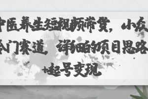 【2023.10.14】中医养生短视频带货，小众冷门赛道，详细的项目思路+起号变现百度网盘免费下载-芽米宝库