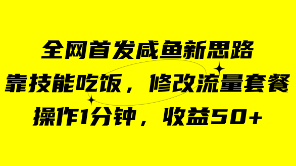 图片[1]-【2023.10.13】咸鱼冷门新玩法，靠“技能吃饭”，修改流量套餐，操作1分钟，收益50+百度网盘免费下载-芽米宝库