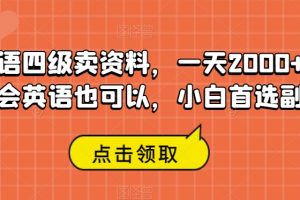 【2023.10.09】英语四级卖资料，一天2000+，不会英语也可以，小白首选副业百度网盘免费下载-芽米宝库
