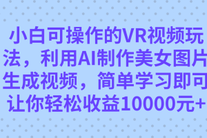 【2023.10.09】小白可操作的VR视频玩法，利用AI制作美女图片生成视频，你轻松收益10000+百度网盘免费下载-芽米宝库