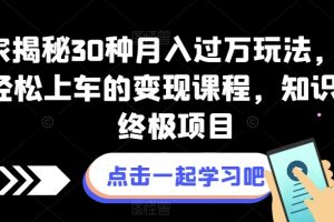 【2023.10.05】独家揭秘30种月入过万玩法，让小白轻松上车的变现课程，知识付费终极项目百度网盘免费下载-芽米宝库