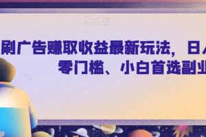 【2023.10.01】刷广告赚取收益最新玩法，日入300+，零门槛、小白首选副业百度网盘免费下载-芽米宝库