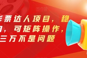 【2023.09.30】最新影票达人项目，稳如老狗，可矩阵操作，月三万不是问题百度网盘免费下载-芽米宝库