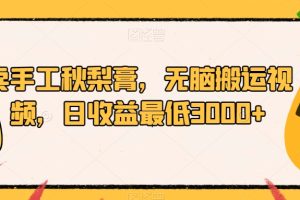 【2023.09.29】卖手工秋梨膏，无脑搬运视频，日收益最低3000+百度网盘免费下载-芽米宝库