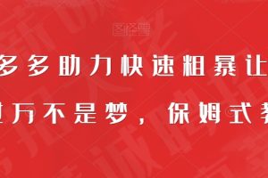 【2023.09.22】靠拼多多助力快速粗暴让你月入过万不是梦，保姆式教程百度网盘免费下载-芽米宝库