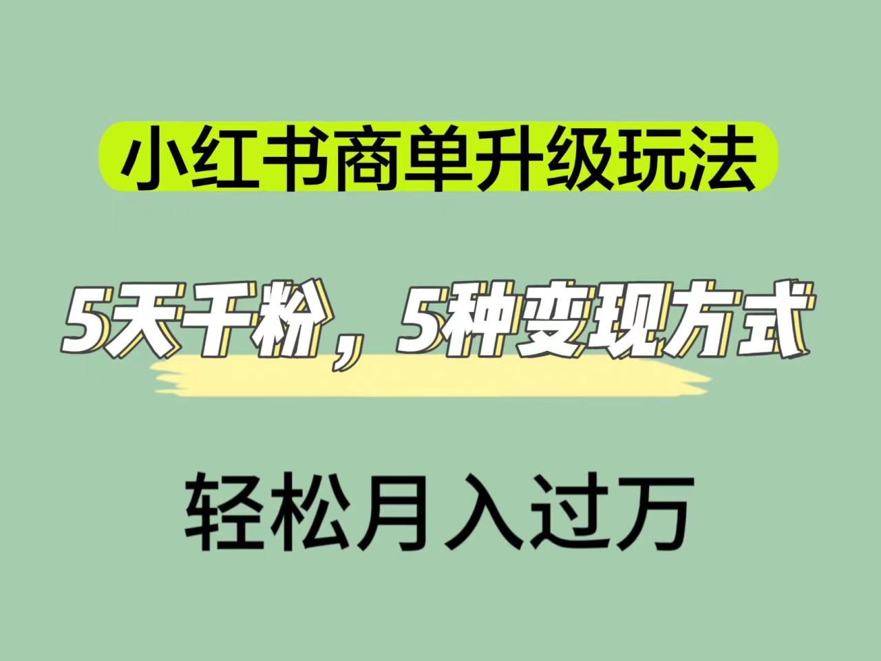 图片[1]-【2023.09.22】小红书商单升级玩法，5天千粉，5种变现渠道，轻松月入1万+百度网盘免费下载-芽米宝库