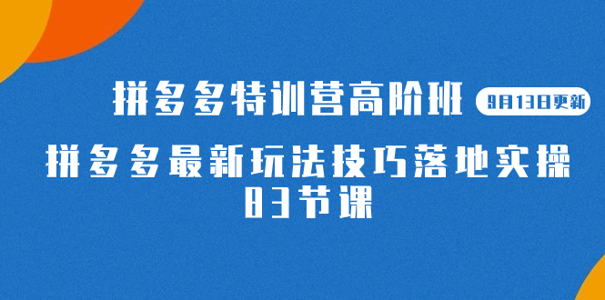 图片[1]-【2023.09.21】2023拼多多·特训营高阶班【9月13日更新】拼多多最新玩法技巧落地实操-83节百度网盘免费下载-芽米宝库