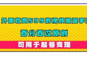 【2023.09.20】外面收费599的视频搬运手法，百分百过原创，可用起号变现百度网盘免费下载-芽米宝库