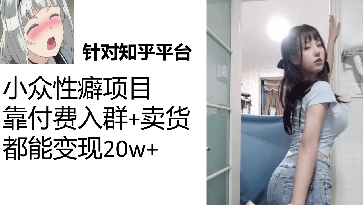 图片[1]-【2023.09.20】知乎小众性癖项目，Lsp的钱才是最好赚的，付费建群+卖货变现20w百度网盘免费下载-芽米宝库