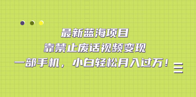 图片[1]-【2023.09.19】最新蓝海项目，靠禁止废话视频变现，一部手机，小白轻松月入过万！百度网盘免费下载-芽米宝库
