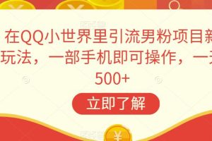【2023.09.12】在QQ小世界里引流男粉项目新玩法，一部手机即可操作，一天500+百度网盘免费下载-芽米宝库