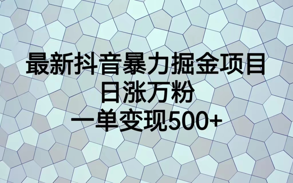 图片[1]-【2023.09.04】最火热的抖音暴力掘金项目，日涨万粉，多种变现方式，一单变现可达500+百度网盘免费下载-芽米宝库