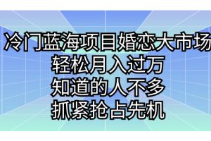 【2023.09.04】冷门蓝海项目婚恋大市场，轻松月入过万，知道的人不多，抓紧抢占先机百度网盘免费下载-芽米宝库