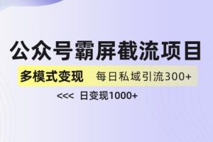 【2023.09.01】公众号霸屏截流项目+私域多渠道变现玩法，全网首发，日入1000+百度网盘免费下载-芽米宝库