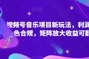 【2023.08.31】视频号音乐项目新玩法，利润超高绿色合规，矩阵放大收益可翻N倍百度网盘免费下载-芽米宝库