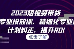 【2023.08.31】2023短视频带货-千川专业投放课，精细化专业投放，计划纠正，提升ROI百度网盘免费下载-芽米宝库