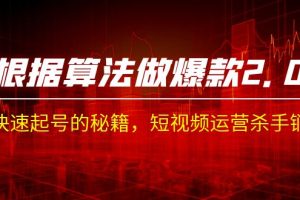 【2023.08.31】某收费课程《根据-算法做爆款 2.0》快速起号的秘籍，短视频运营杀手锏百度网盘免费下载-芽米宝库