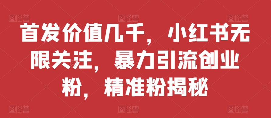 图片[1]-【2023.08.26】首发价值几千，小红书无限关注，暴力引流创业粉，精准粉揭秘百度网盘免费下载-芽米宝库
