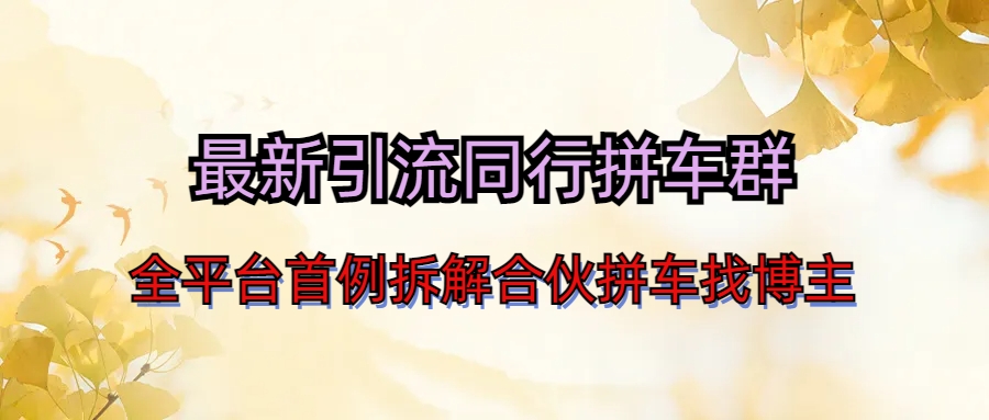 图片[1]-【2023.08.16】最新引流同行拼车群合伙拼车找博主日引百人新玩法百度网盘免费下载-芽米宝库