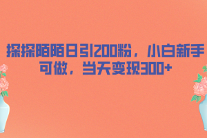 【2023.08.12】探探陌陌日引200粉，小白新手可做，当天就能变现300+百度网盘免费下载-芽米宝库