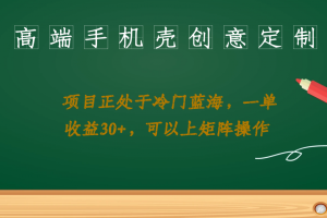 【2023.08.14】高端手机壳创意定制，项目正处于蓝海，每单收益30+，可以上矩阵操作百度网盘免费下载-芽米宝库