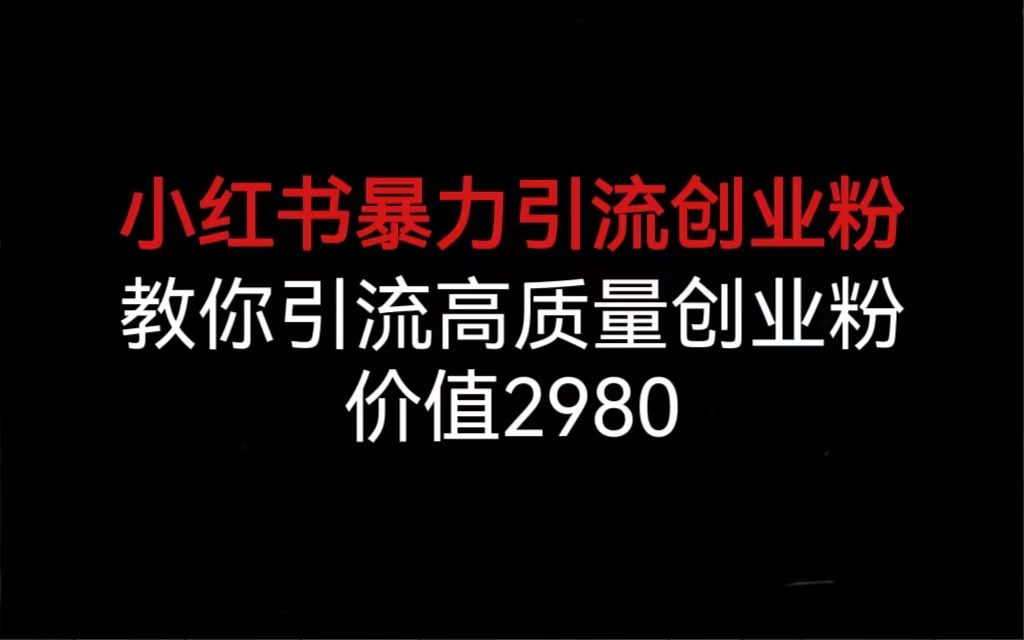图片[1]-【2023.08.09】小红书暴力引流创业粉，教你引流高质量创业粉，价值2980百度网盘免费下载-芽米宝库