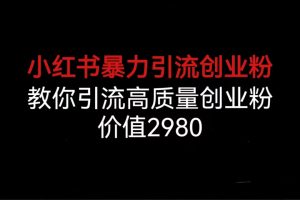 【2023.08.09】小红书暴力引流创业粉，教你引流高质量创业粉，价值2980百度网盘免费下载-芽米宝库
