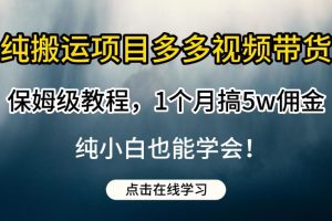 【2023.08.07】纯搬运项目多多视频带货保姆级教程，1个月搞5w佣金，纯小白也能学会百度网盘免费下载-芽米宝库